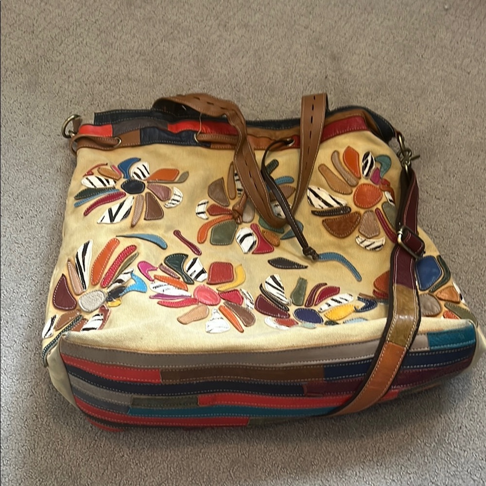 Multicolor Floral Patchwork Shoulder Bag - image 1